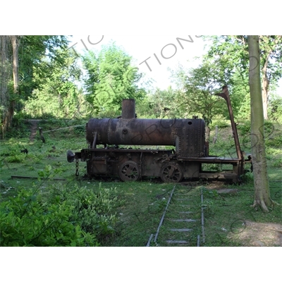 Small, Rusted, Steam Engine near the Mekong River