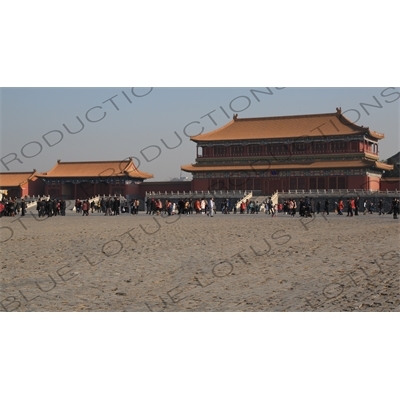 Square of Supreme Harmony, Pavilion of Embodying Benevolence and Left Wing Gate in the Forbidden City in Beijing