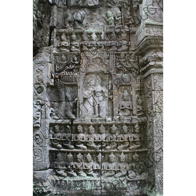 Wall Carving at Ta Prohm in Angkor