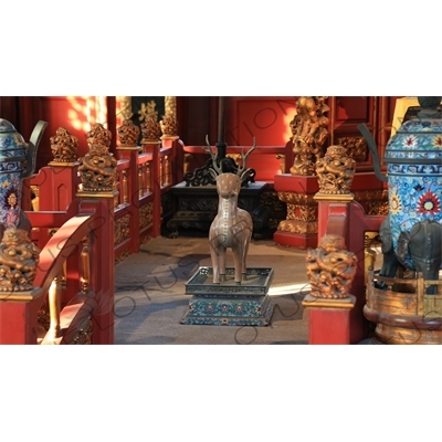 Deer Statue next to the Throne in the Imperial Lecture Palace/Hall (Biyong) in the Imperial College (Guozijian) in Beijing