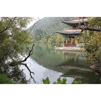 Moon Embracing Pavilion (Deyue Lou) on the Black Dragon Pool (Heilongtan) in Jade Spring Park (Yu Quan Gongyuan) near the Old City of Lijiang