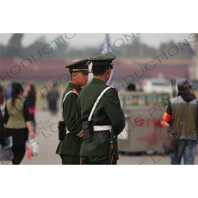 Soldiers Talking in Tiananmen Square in Beijing