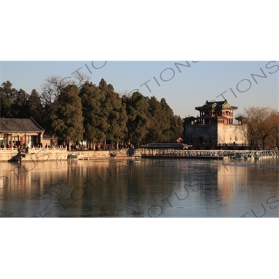 Kunming Lake and the Tower of Literary Prosperity (Wenchang Ge) in the Summer Palace in Beijing