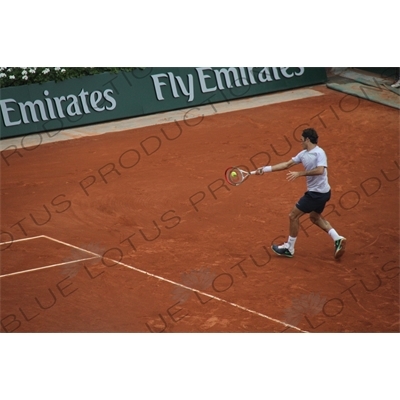 Roger Federer on Philippe Chatrier Court at the French Open/Roland Garros in Paris