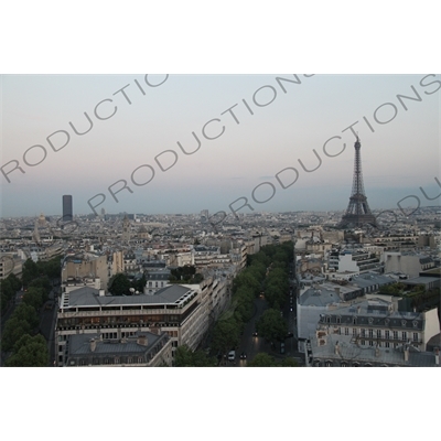 Eiffel Tower from the Arc de Triomphe in Paris