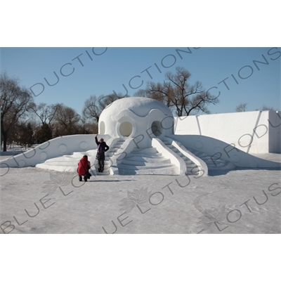 Snow Sculpture in the Sun Island Scenic Area (Taiyang Dao) in Harbin