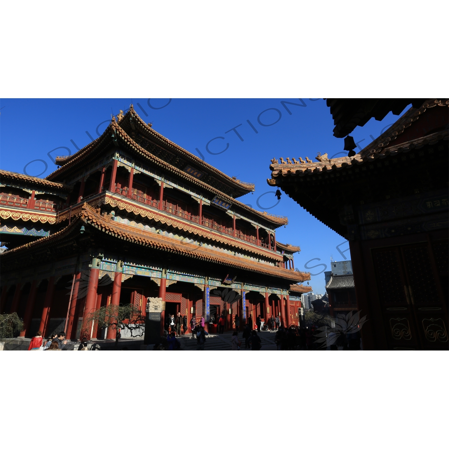 Pavilion of Ten Thousand Joys (Wanfu Ge) and Pavilion of Everlasting Health (Yongkang Ge) in the Lama Temple in Beijing