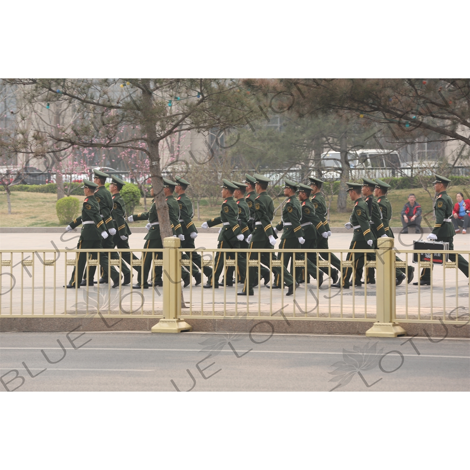 Soldiers Marching in Tiananmen Square in Beijing