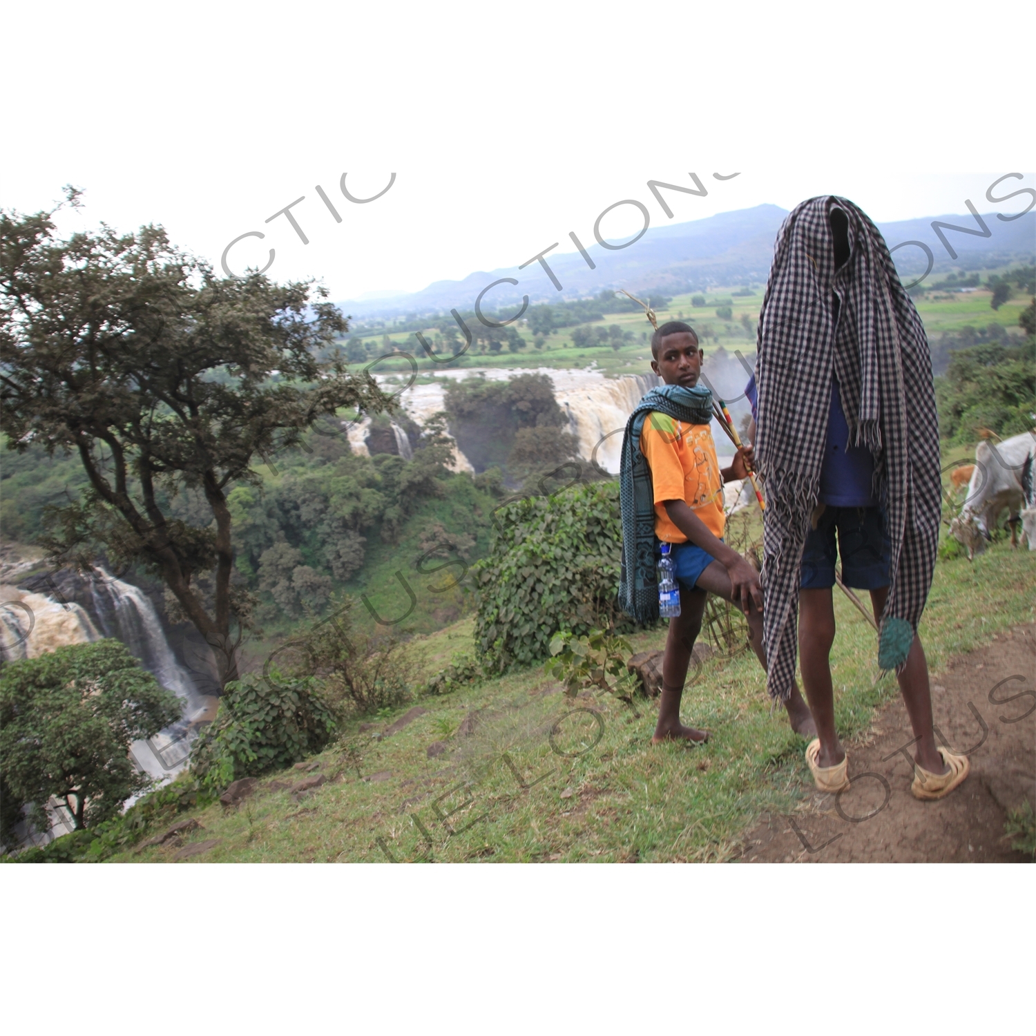 Goat Herders in front of the Blue Nile Falls