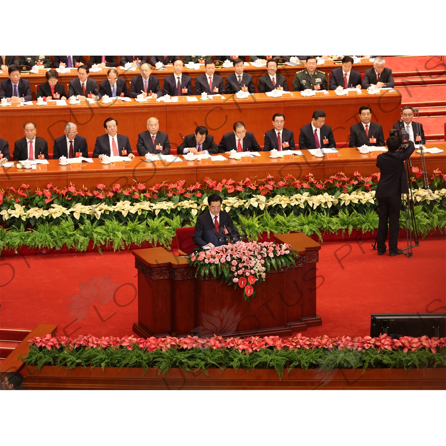 President Hu Jintao Speaking at the Opening of the 18th National Congress of the Communist Party of China (CPC) in the Great Hall of the People in Beijing