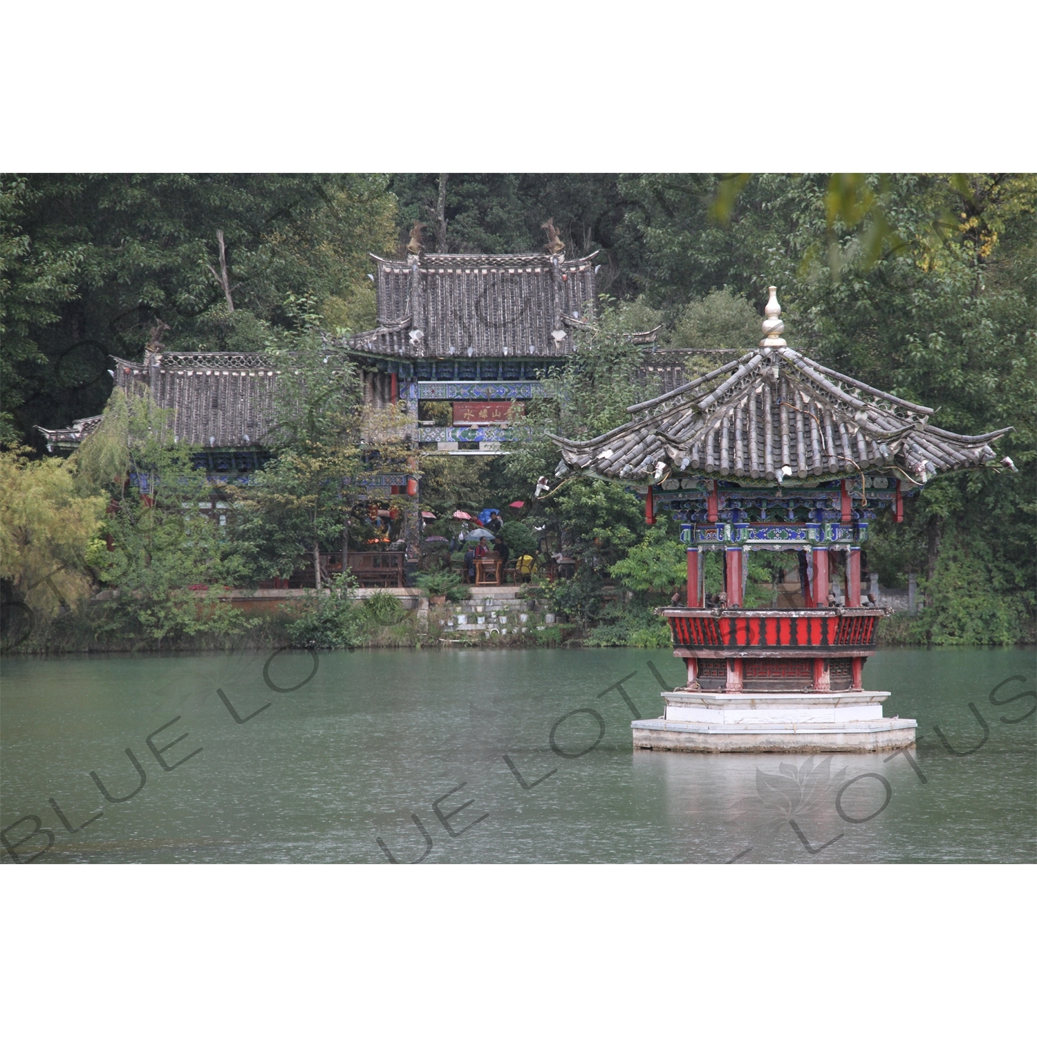 Pavilion on the Black Dragon Pool (Heilongtan) in Jade Spring Park (Yu Quan Gongyuan) near the Old City of Lijiang