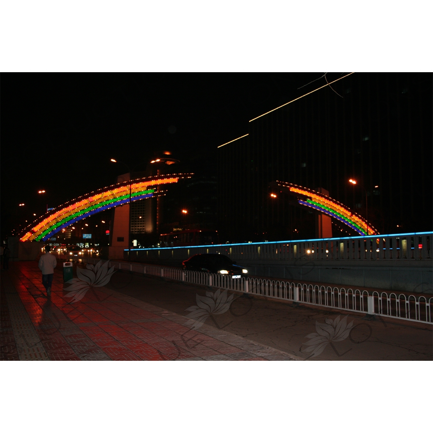 'Rainbow Road' Neon Lights at Jianguomen Bridge (Jianguomen Qiao) in Beijing