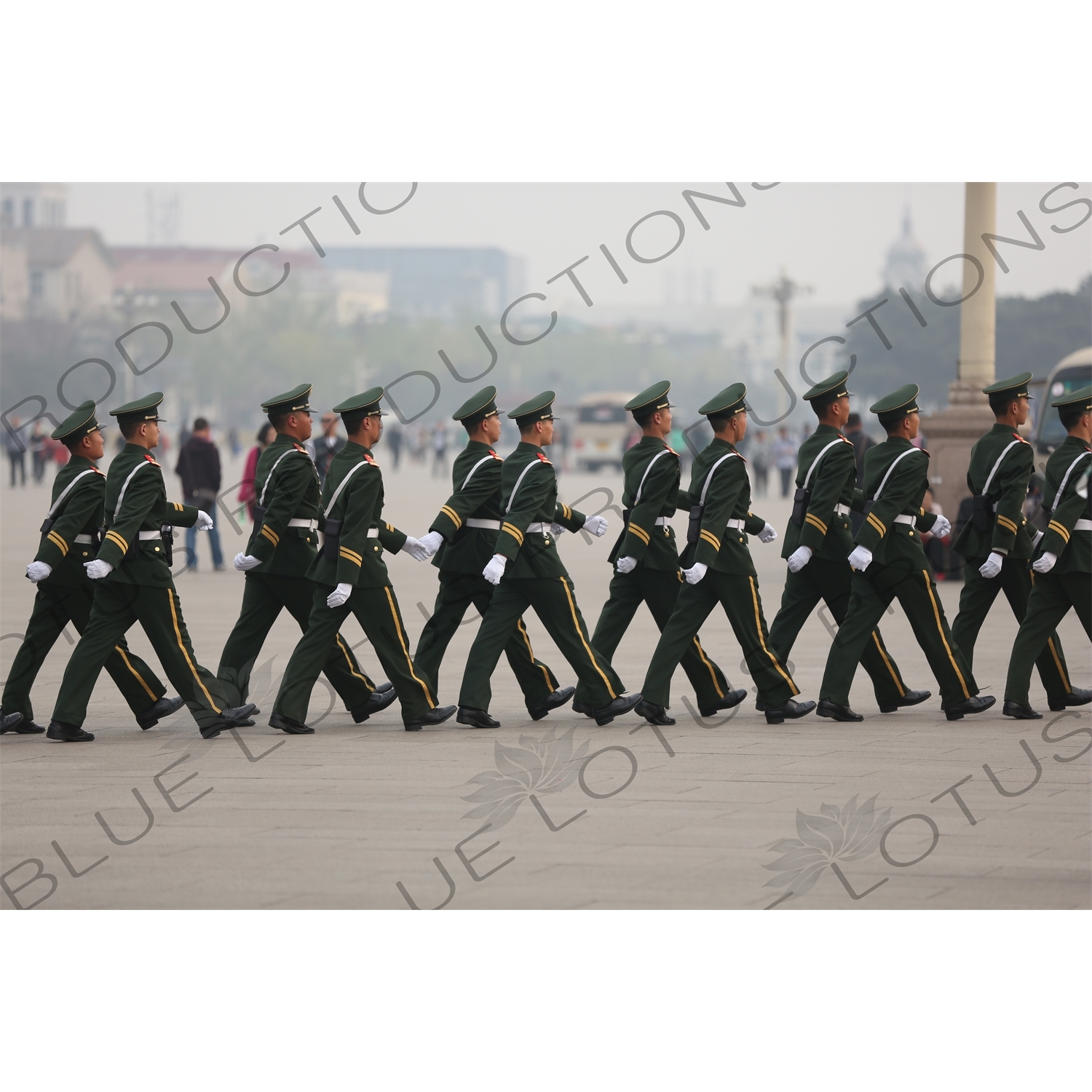 Soldiers Marching in Tiananmen Square in Beijing