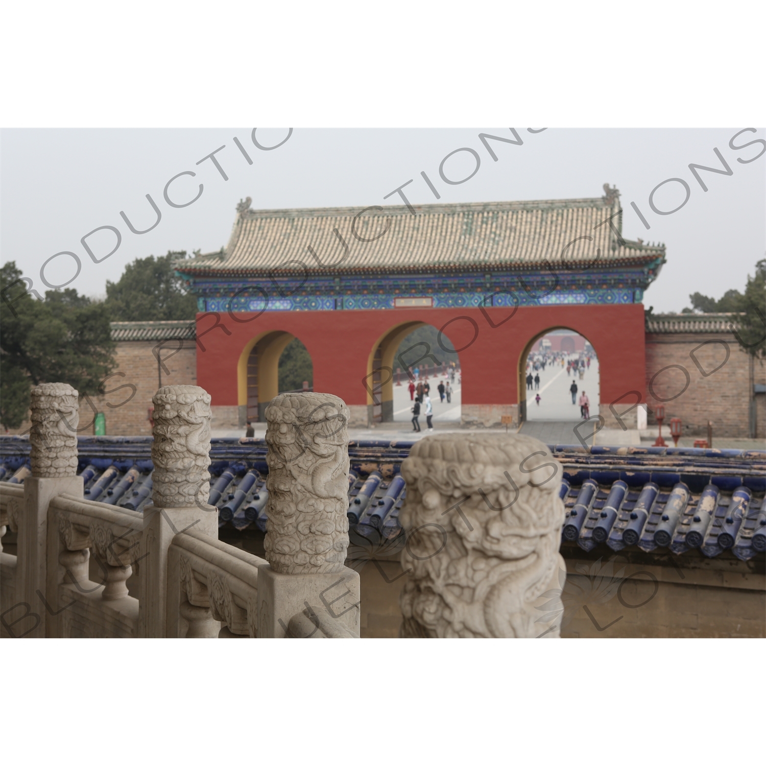 Danbi Bridge/Sacred Way and Chengzhen Gate (Chengzhen Men) in the Temple of Heaven (Tiantan) in Beijing