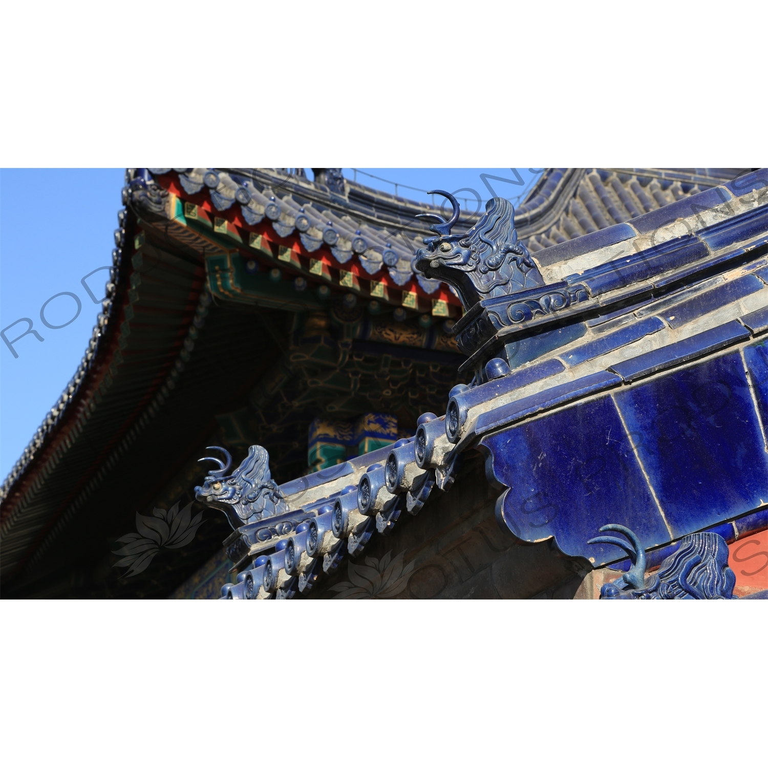 Blue Glaze Roof Tiles in the Hall of Prayer for Good Harvests (Qi Nian Dian) Complex in the Temple of Heaven (Tiantan) in Beijing