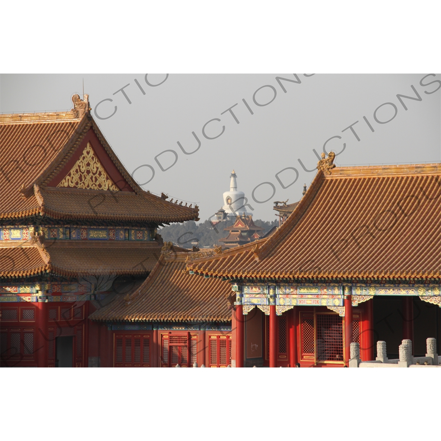 Forbidden City Roofs/Rooves Stupa in Beihai Park (Beihai Gongyuan) Stupa in Beijing