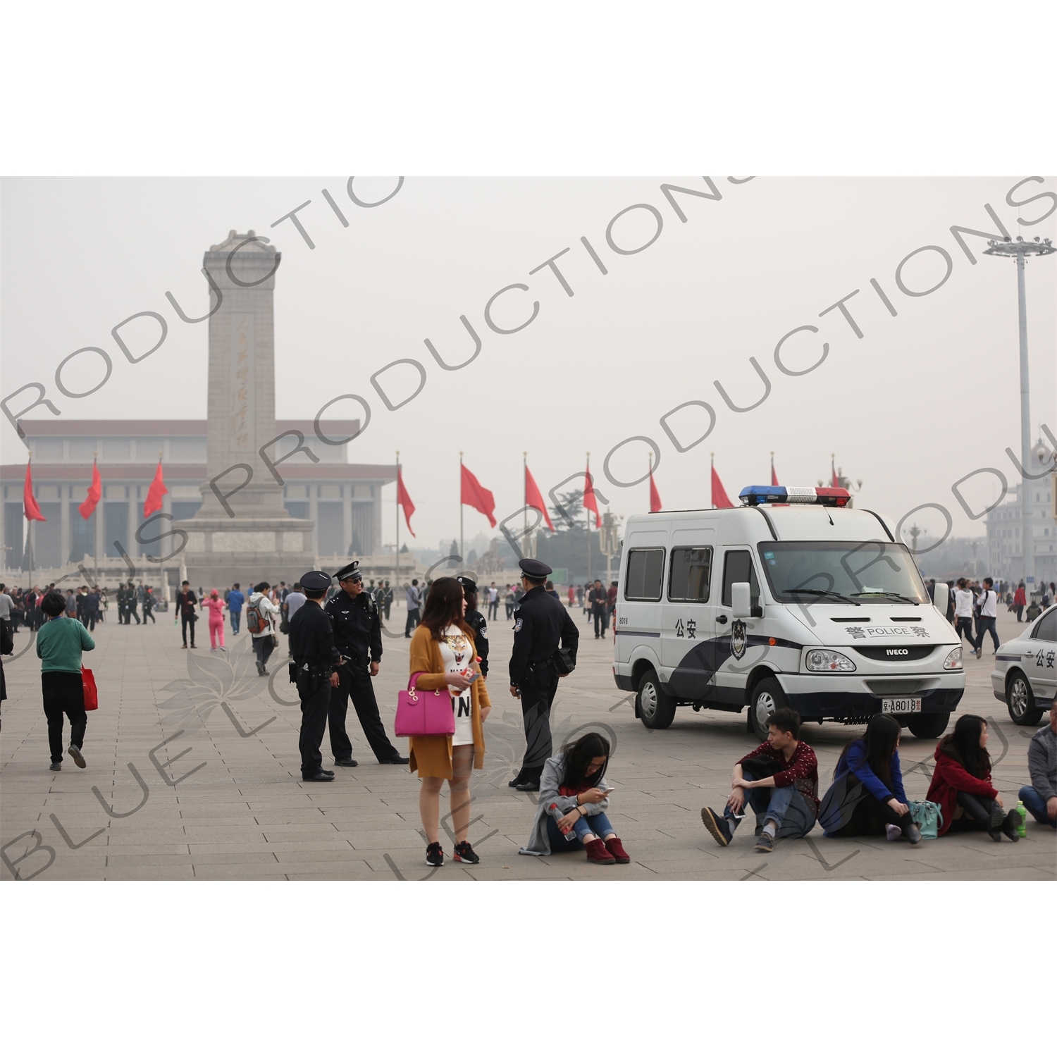 Police Van in Tiananmen Square in Beijing