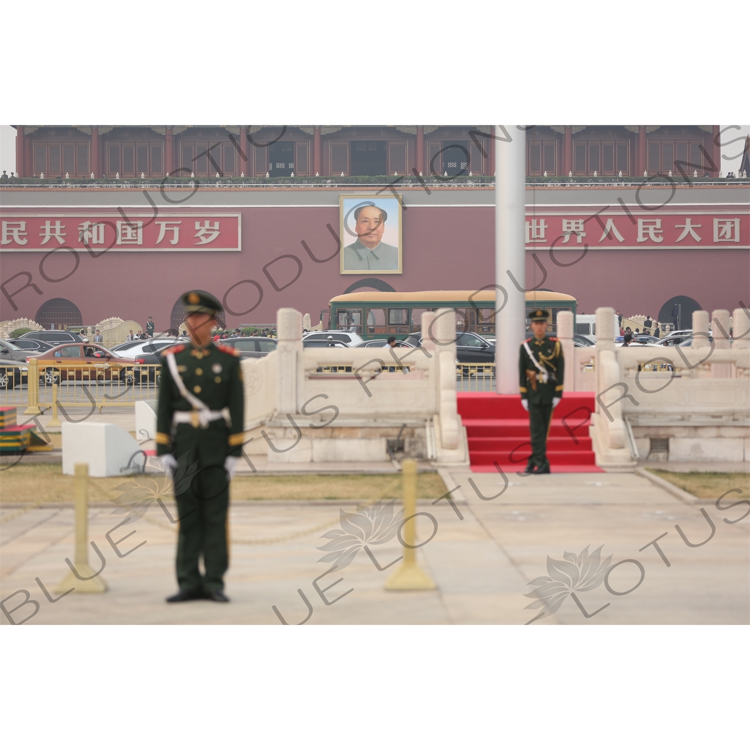 Portrait of Chairman Mao above the Gate of Heavenly Peace (Tiananmen) in Tiananmen Square in Beijing