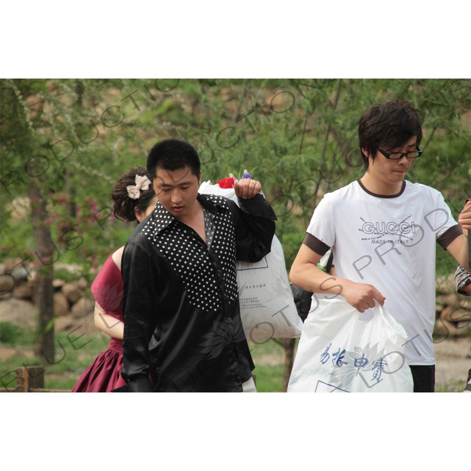 Wedding Party Taking Photos at the Huanghua Cheng Section of the Great Wall of China (Wanli Changcheng) near Beijing