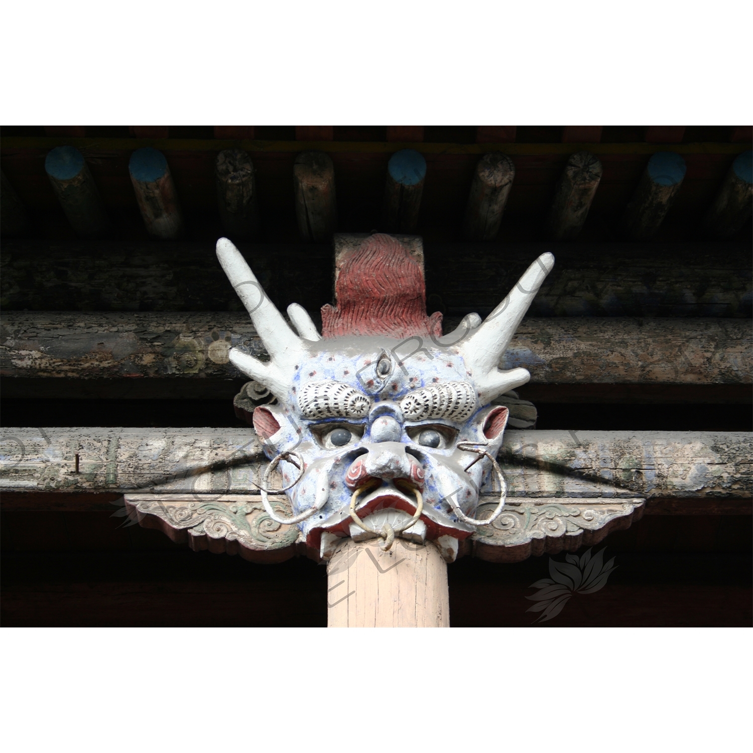 Demon Carving on a Building at the Yungang Grottoes (Yungang Shiku) near Datong in Shanxi Province