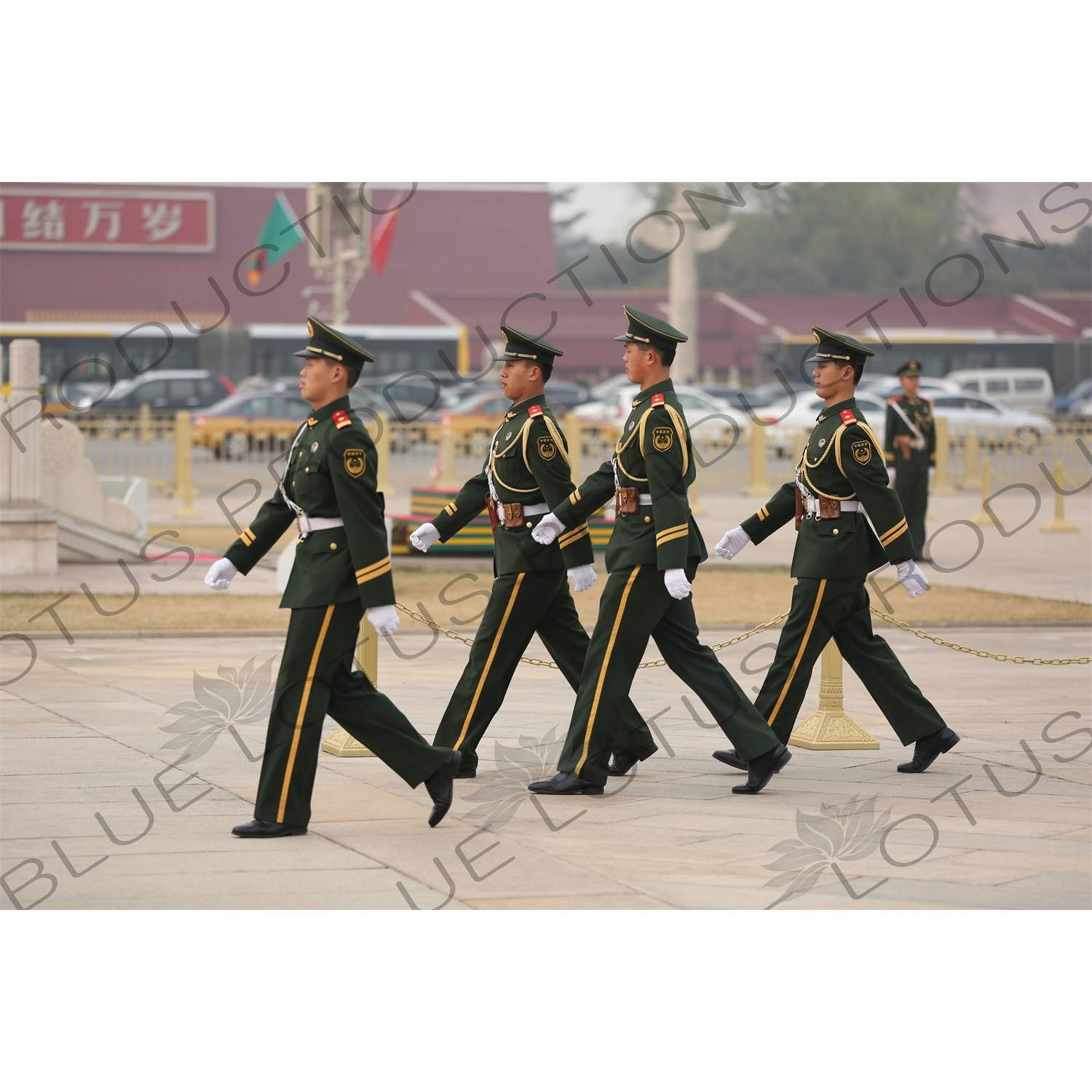 Soldiers Marching in Tiananmen Square in Beijing