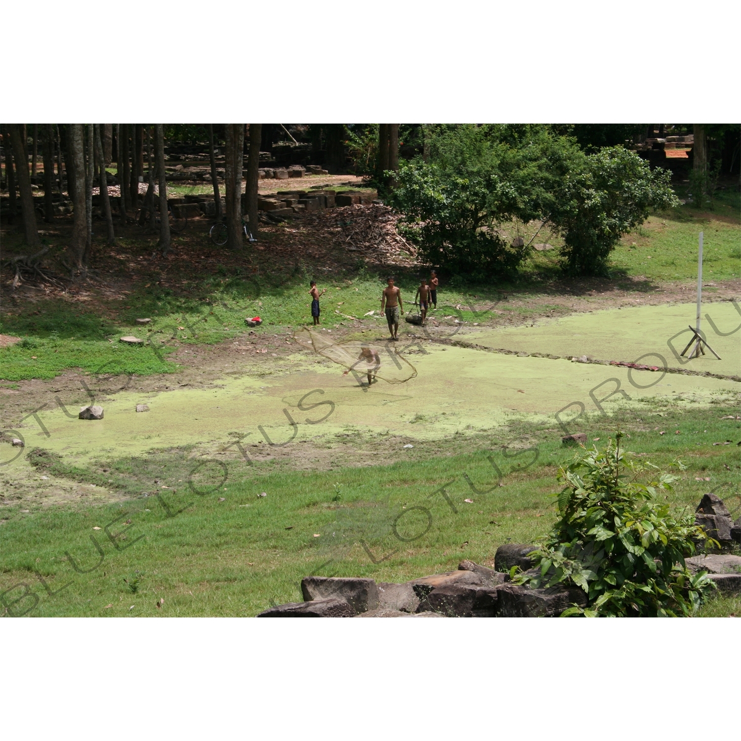 Boys Fishing in Angkor Thom