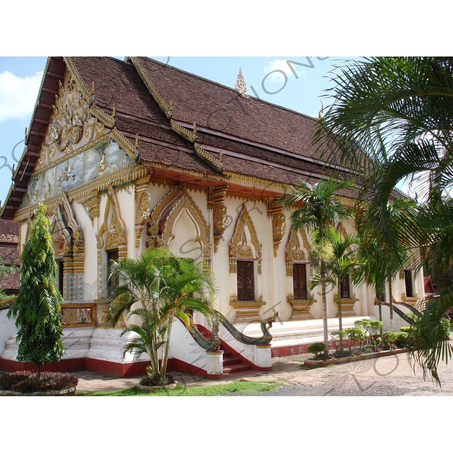 Hall in a Temple near the Mekong River