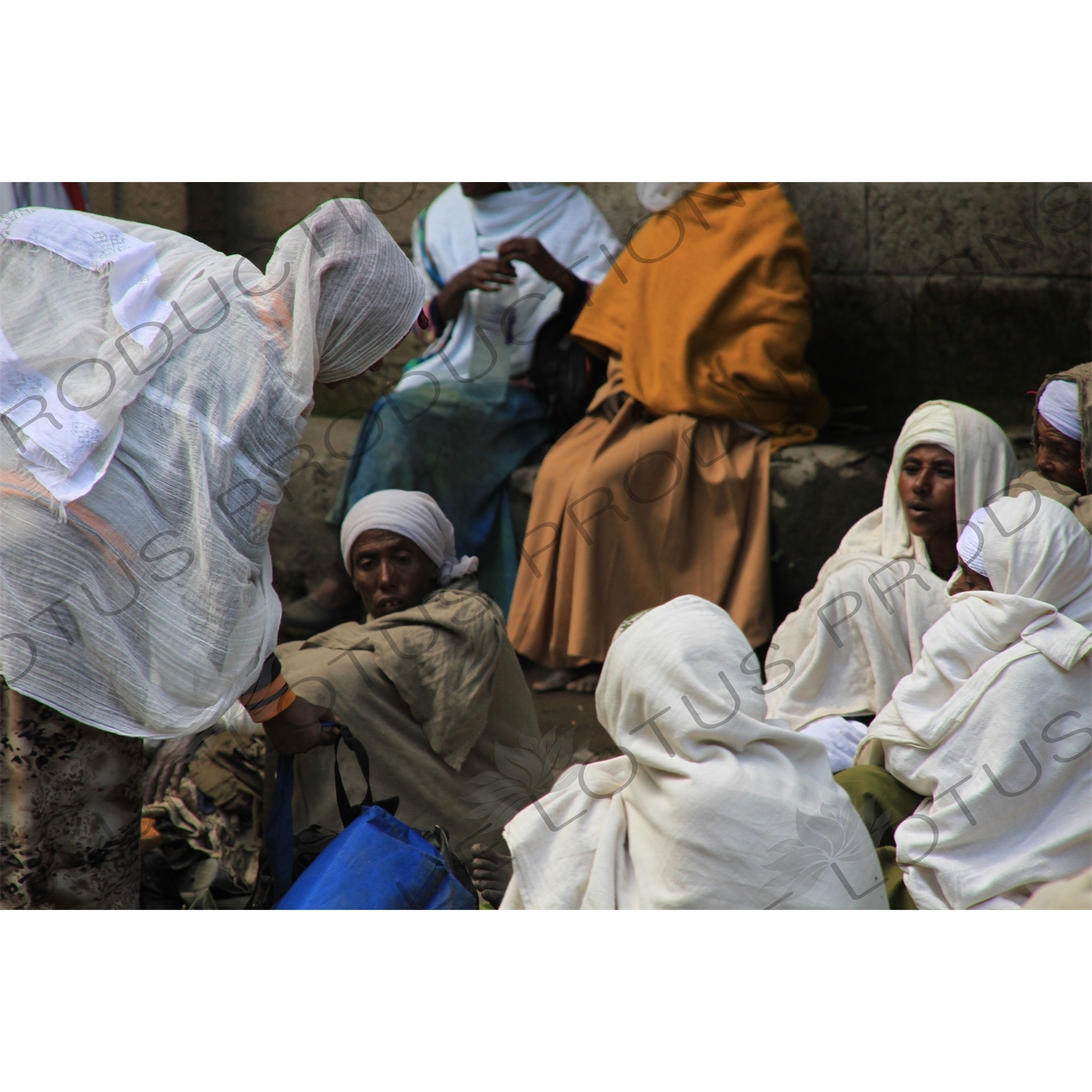 Pilgrims outside Yimrhane Kirstos Church