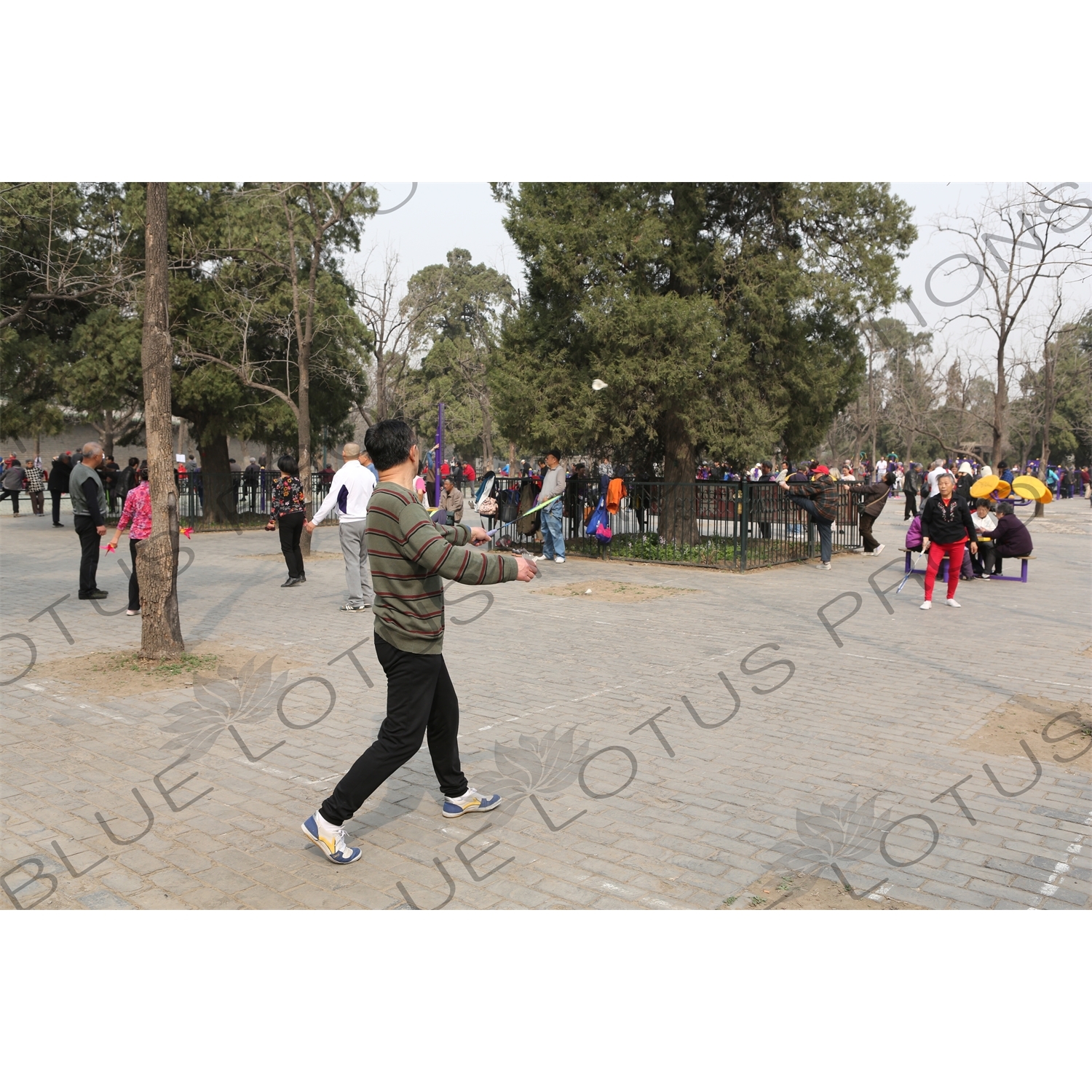 People Playing Badminton near the North Gate of the Temple of Heaven (Tiantan) in Beijing