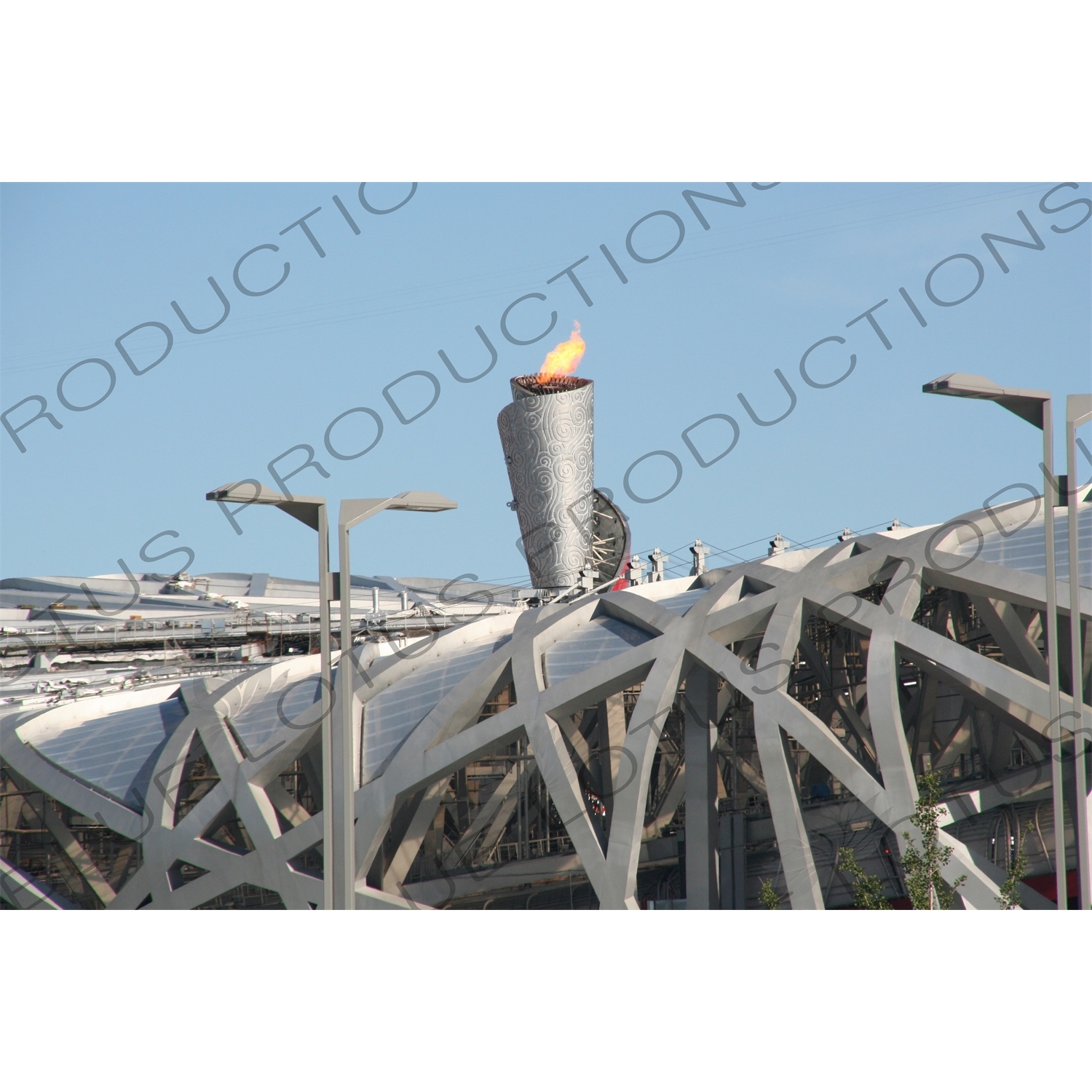 Olympic Flame in the Bird's Nest/National Stadium (Niaochao/Guojia Tiyuchang) in the Olympic Park in Beijing