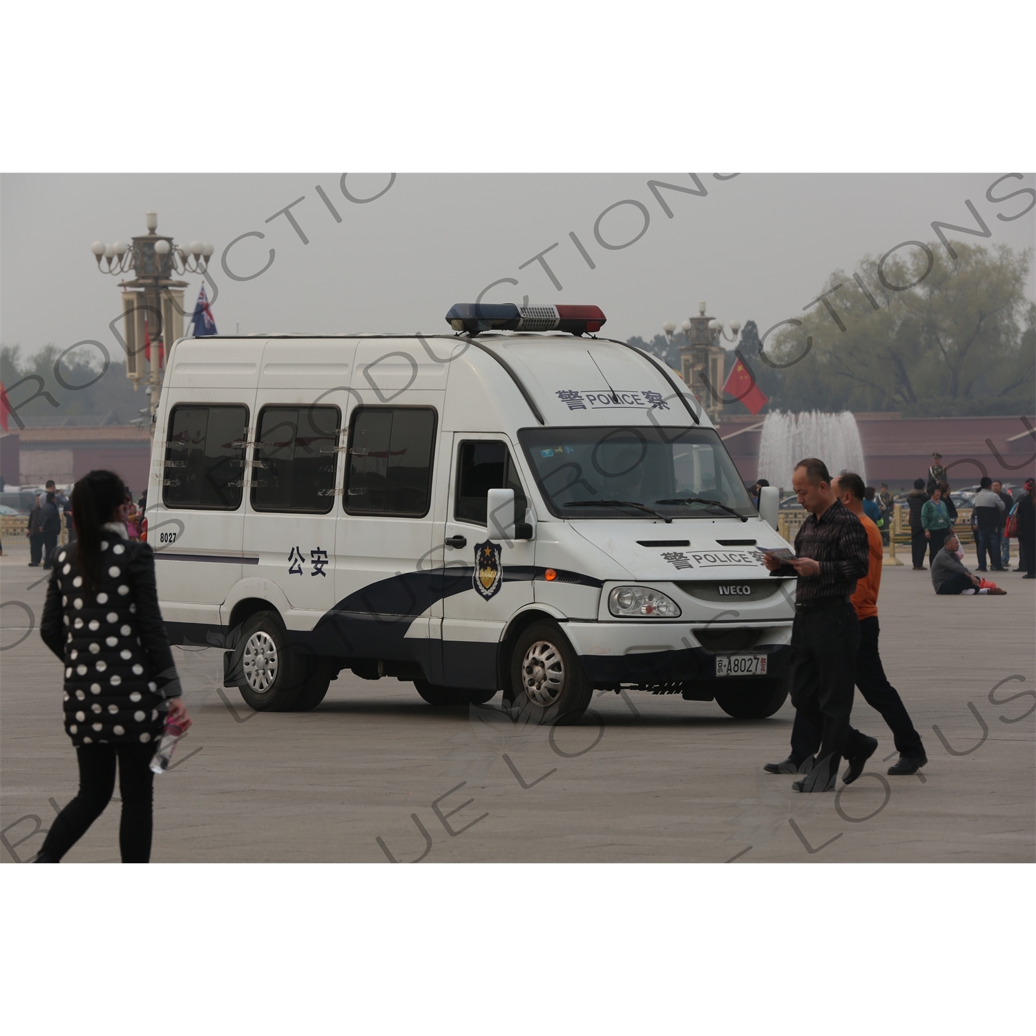 Police Van in Tiananmen Square in Beijing