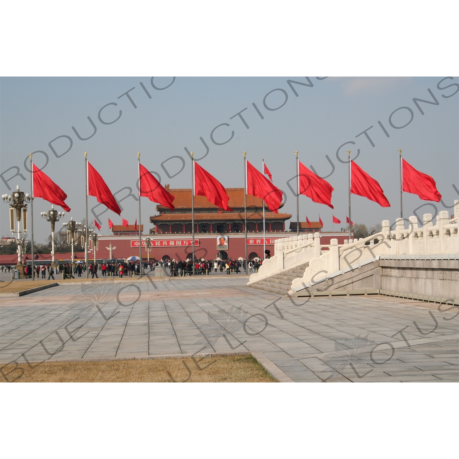 Red Flags on Tiananmen Square in Beijing