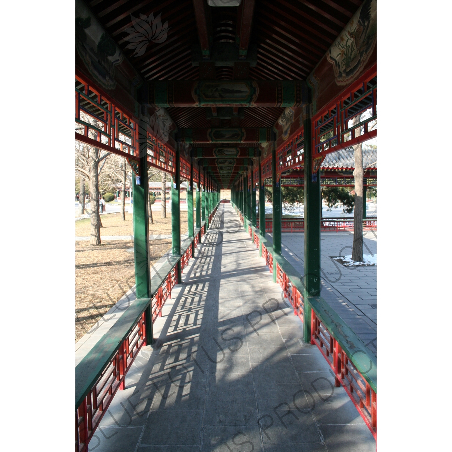 Chinese Painted Covered Walkway in Zhongshan Park in Beijing