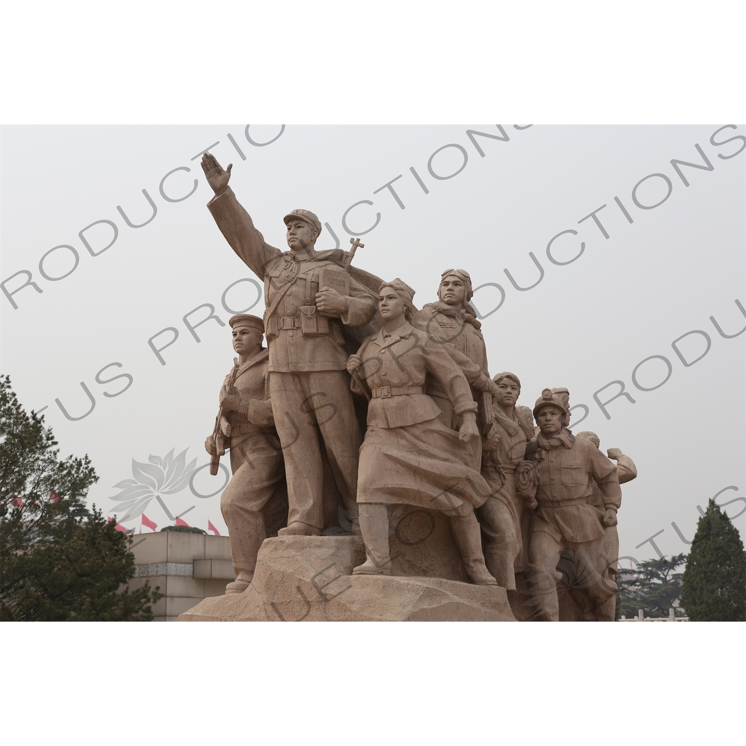 'Heroes of the Revolution' Sculpture outside the Chairman Mao Memorial Hall/Mao's Mausoleum (Mao Zhuxi Jinnian Tang) in Tiananmen Square in Beijing