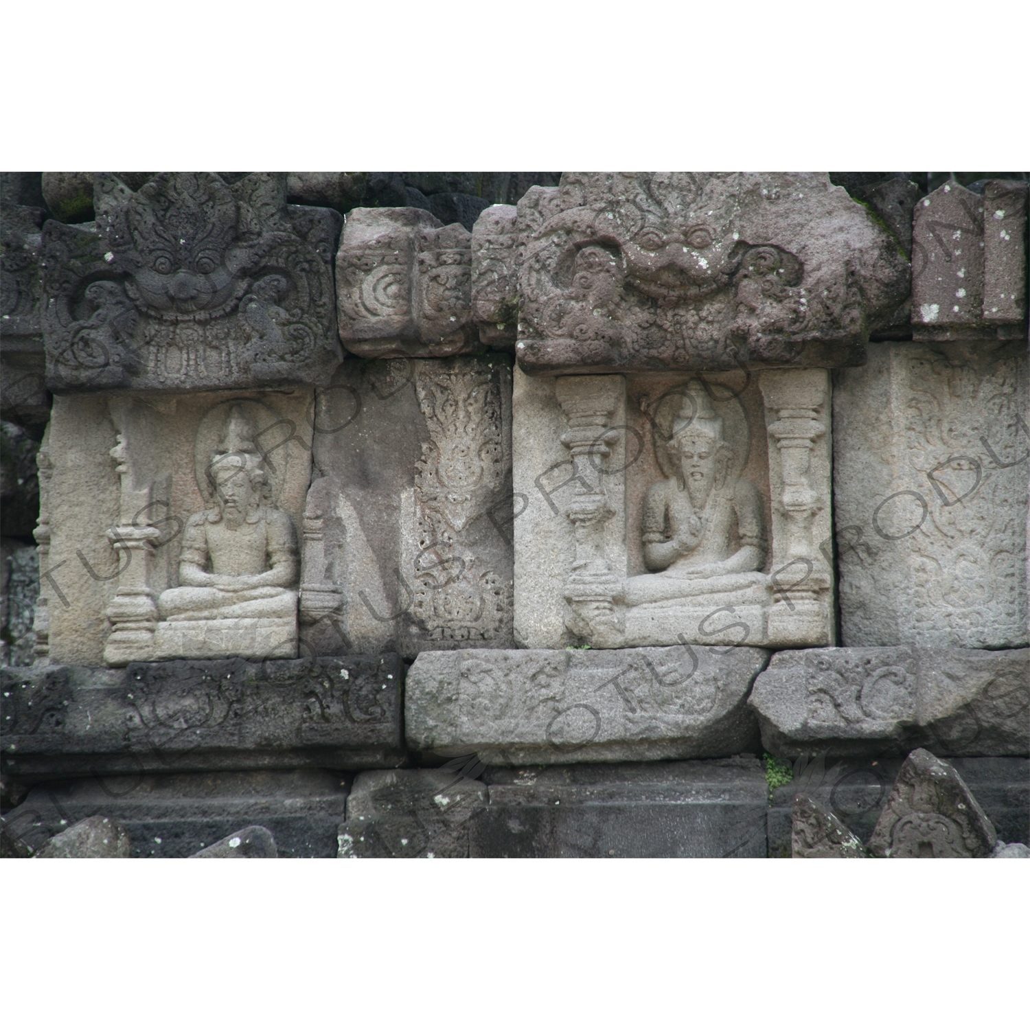 Relief Carvings on a Building at Prambanan Temple Compound near Yogyakarta