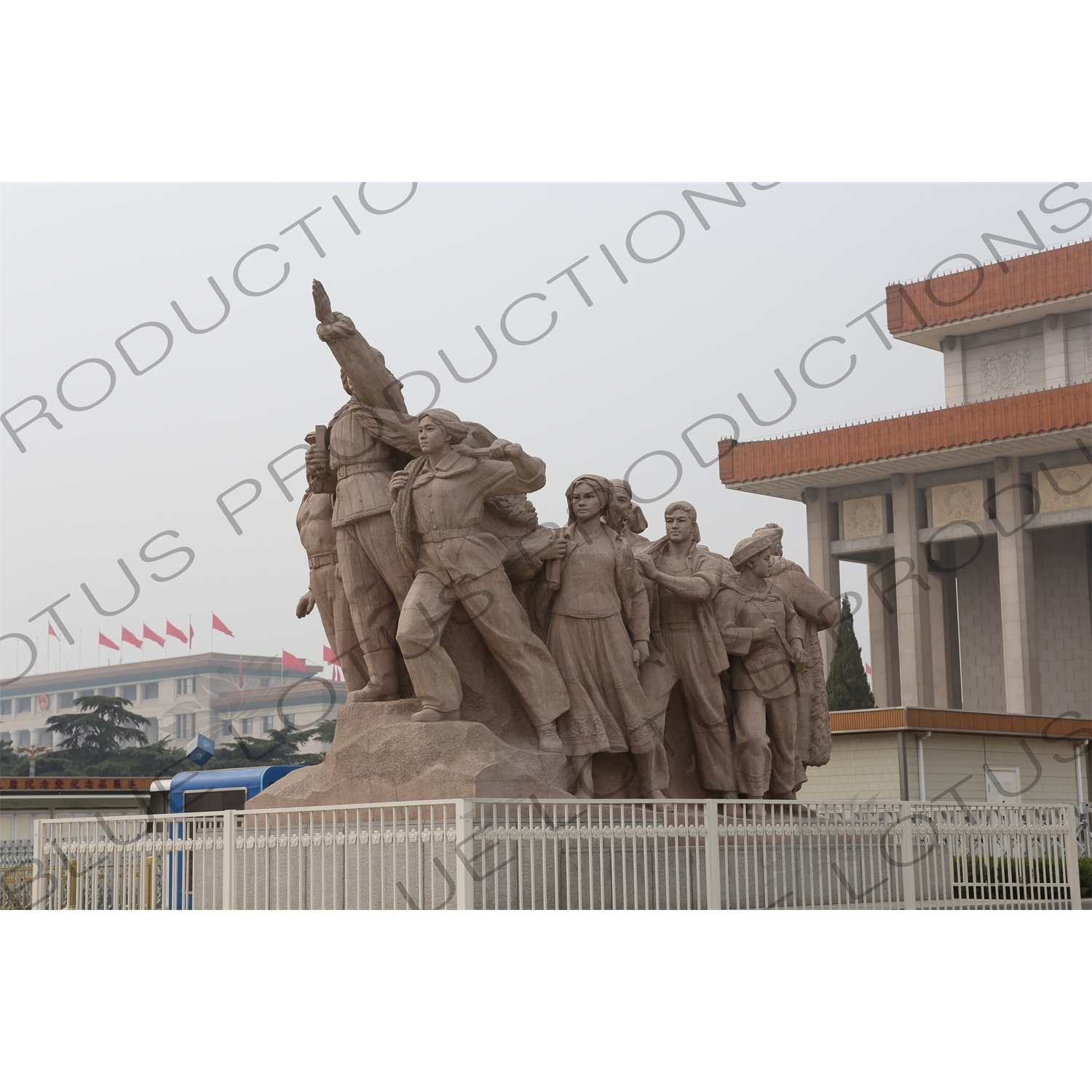 'Heroes of the Revolution' Sculpture outside the Chairman Mao Memorial Hall/Mao's Mausoleum (Mao Zhuxi Jinnian Tang) in Tiananmen Square in Beijing