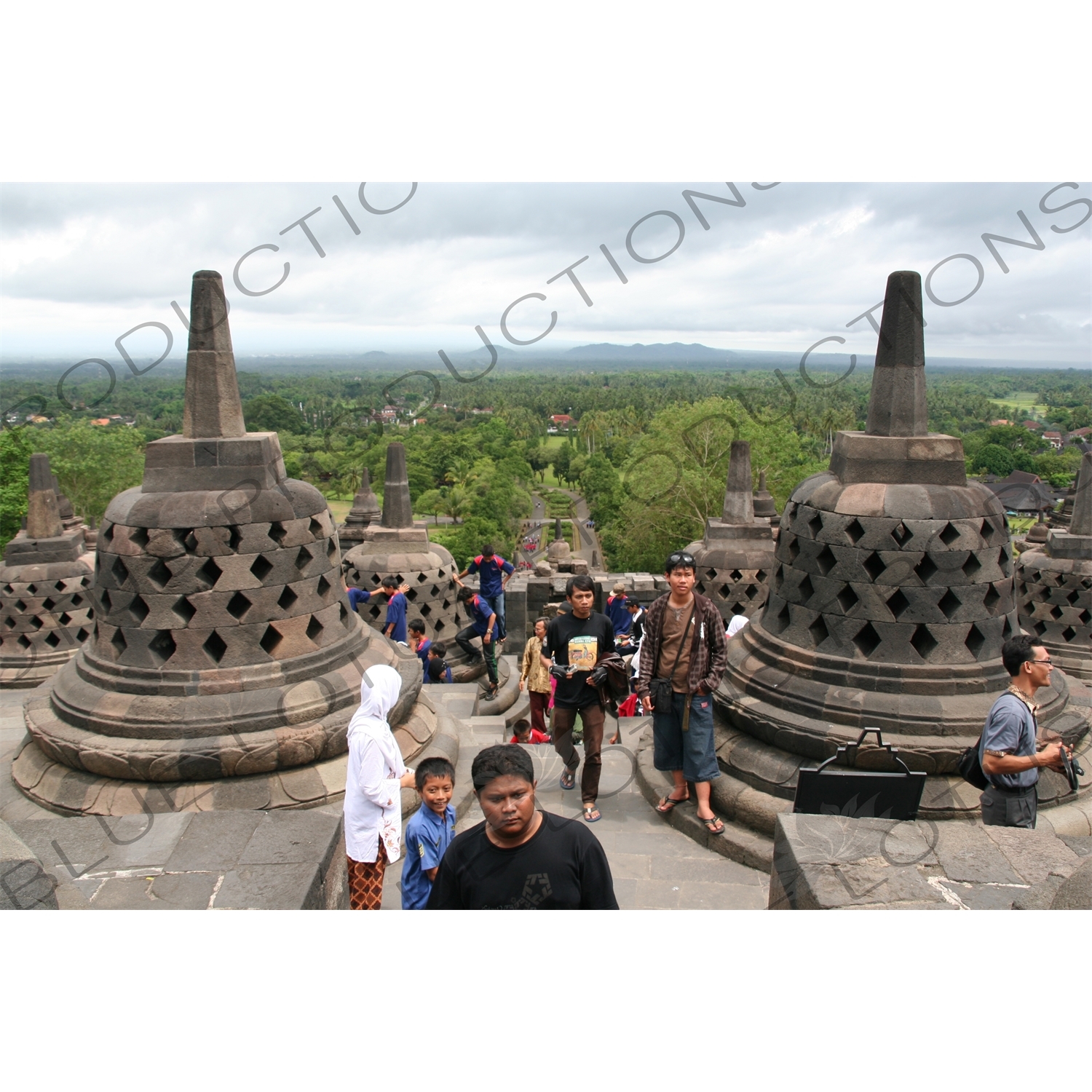 Tourists on a Terraces at Borobudur