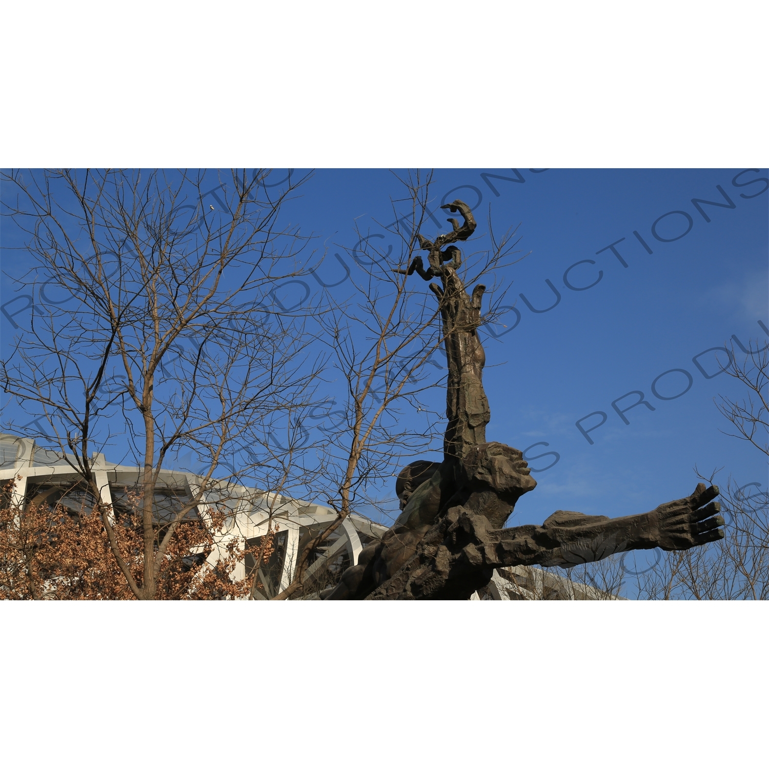 Sculpture in front of the Bird's Nest/National Stadium (Niaochao/Guojia Tiyuchang) in the Olympic Park in Beijing