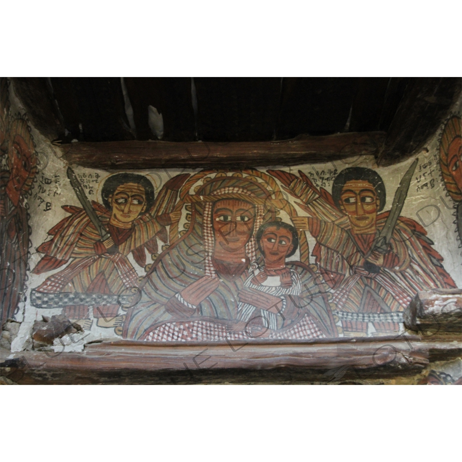 Fresco with the Virgin Mary and Jesus inside a Church Building at Debre Damo