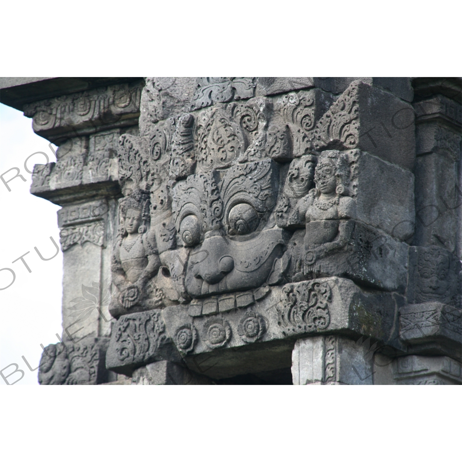 Relief Carving on a Building at Prambanan Temple Compound near Yogyakarta