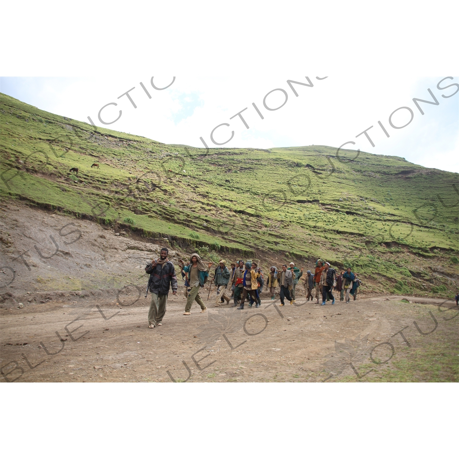 Men Walking in Simien Mountains National Park