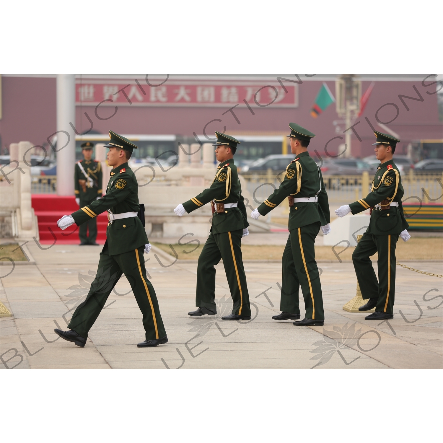 Soldiers Marching in Tiananmen Square in Beijing