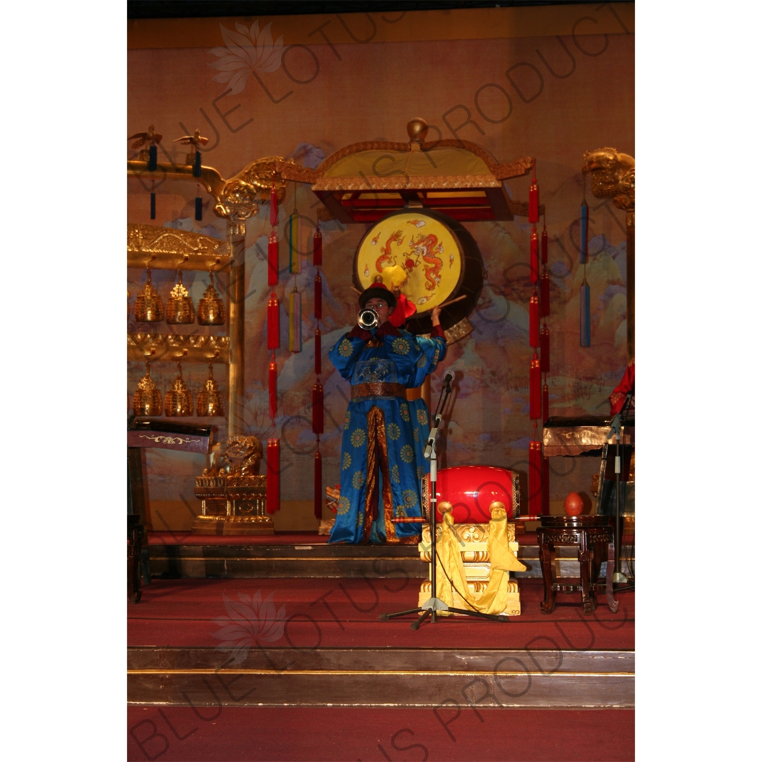 Performer Using a Classical Chinese Musical Instrument in the Divine Music Administration (Shenyue Shu) in the Temple of Heaven (Tiantan) in Beijing