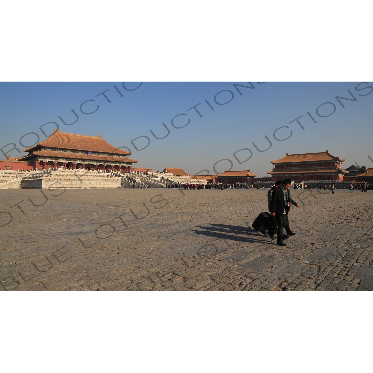 Square of Supreme Harmony, Hall of Supreme Harmony, Pavilion of Embodying Benevolence and Left Wing Gate in the Forbidden City in Beijing