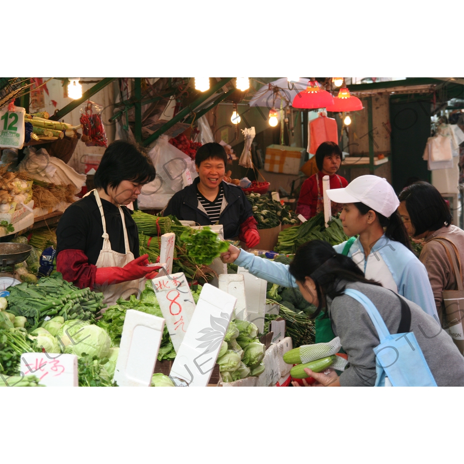 Vegetable Stall at a Street Market in Hong Kong