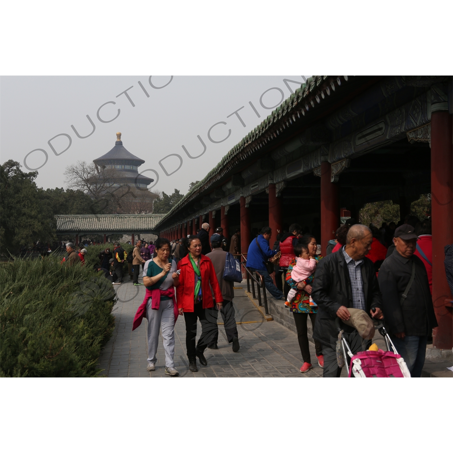 People Playing Various Games in the Long Corridor (Chang Lang) in the Temple of Heaven (Tiantan) in Beijing