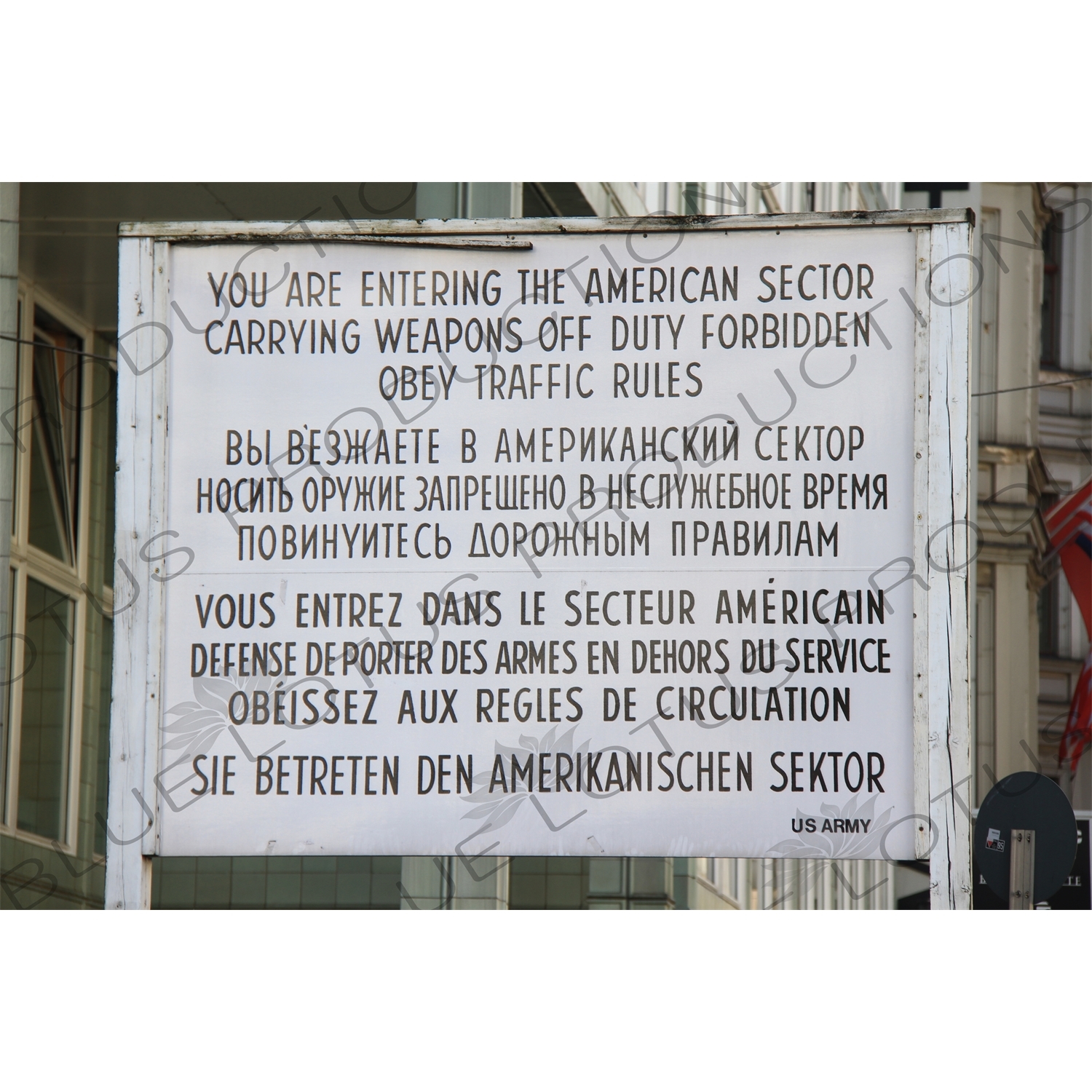 Cold War Era US Army Checkpoint Sign in Berlin