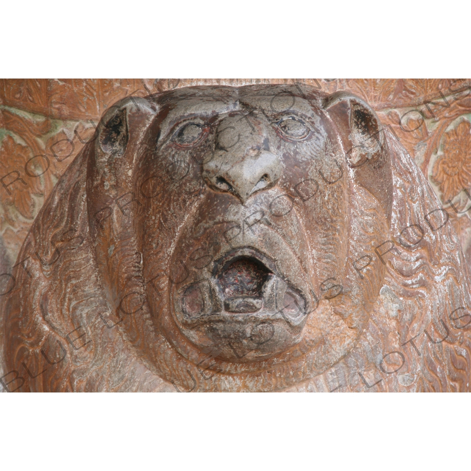 Lion Carving on a Column in Chehel Sotoun in Esfahan/Isfahan