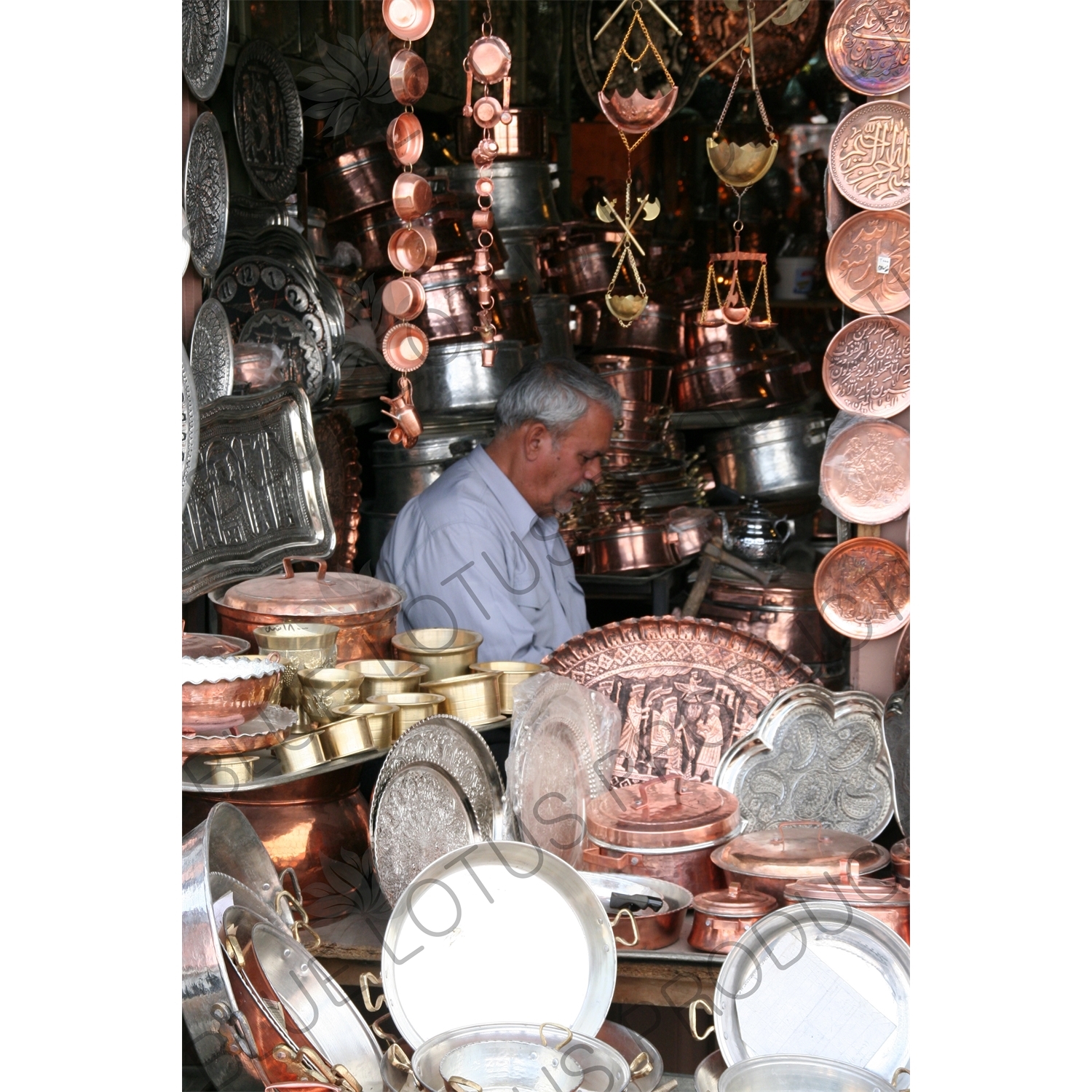 Man Selling Kitchenware in a Market in Esfahan/Isfahan