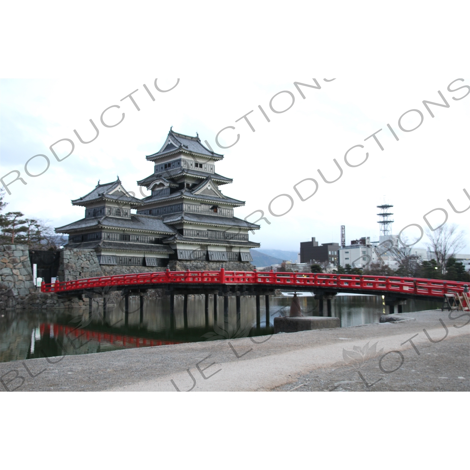 Bridge at Matsumoto Castle in Matsumoto.